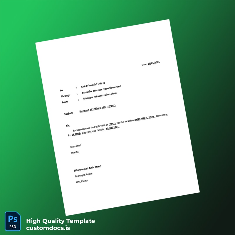 PTCL Editable Utility Bill Template in Word and PDF formats