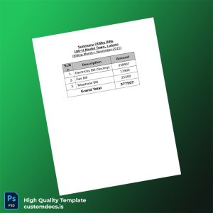 Pakistan 180-H Model Town Editable Utility Bill Template in Word and PDF formats