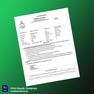 custom Pakistan Air Force Provisional Registration Slip Template - Word & PDF File Preview - CustomDocs
