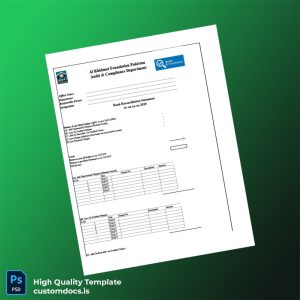 Pakistan Al Khidmat Foundation Bank Reconciliation Statement Template in Word and PDF formats