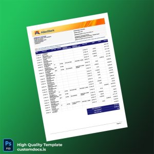 Pakistan Allied Bank Limited Editable Bank Statement Template in Word and PDF formats