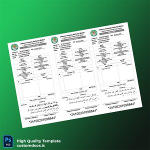 Pakistan DHA Lahore Multan Chapter Editable Payment Challan Template in Word and PDF formats