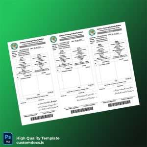Pakistan Defence Housing Authority Multan Editable Challan Receipt Template in Word and PDF formats