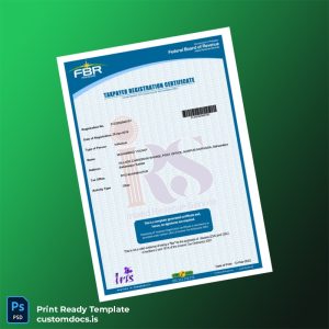 custom Pakistan FBR Tax Registration Certificate Template - Word & PDF File Preview - CustomDocs