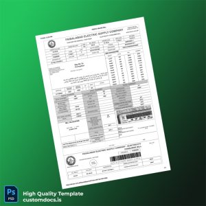 Pakistan Faisalabad Electric Supply Company Editable Electricity Bill Template in Word and PDF formats