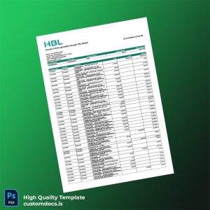 Pakistan HBL Editable Bank Statement Template in Word and PDF formats