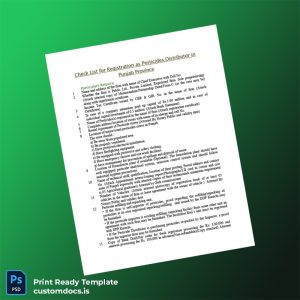 custom Pakistan Provincial Government Pesticide Distribution Registration Checklist Template - Word & PDF File Preview - CustomDocs