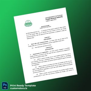 custom Pakistan Punjab Revenue Authority Registration Certificate Template - Word & PDF File Preview - CustomDocs