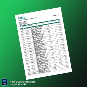 Pakistan UBL Account Statement Template in Word and PDF formats