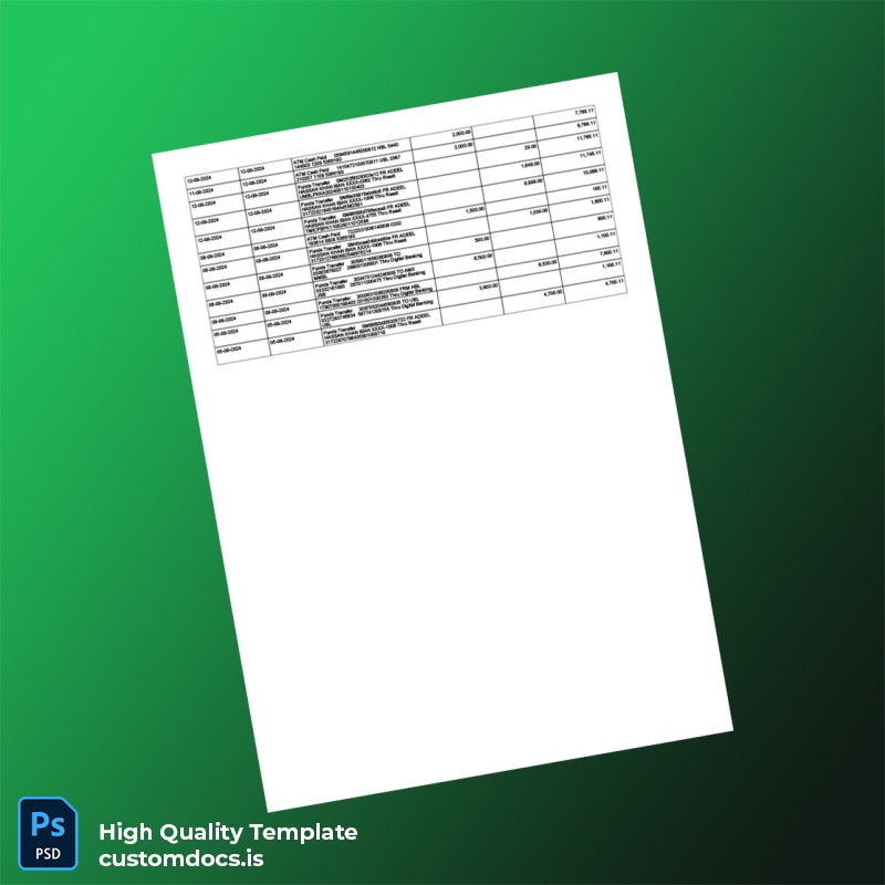 Pakistan UBL Account Statement Template in Word and PDF formats page 2