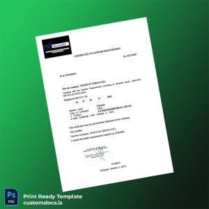 custom Peru Certificate of Sanitary Registration Template - Word & PDF File Preview - CustomDocs