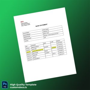 Philippines BDO Bank Statement Template in Word and PDF formats