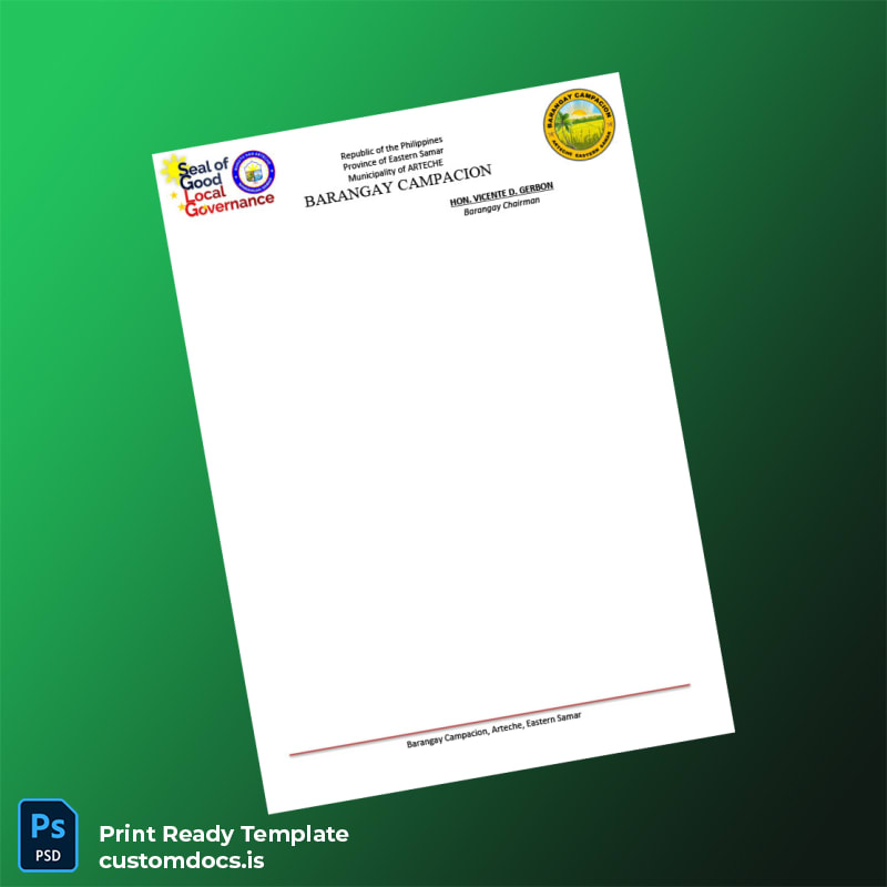 Customizable Philippines Barangay Campacion Late Registration Certificate Template in Word and PDF formats page 2 File Preview