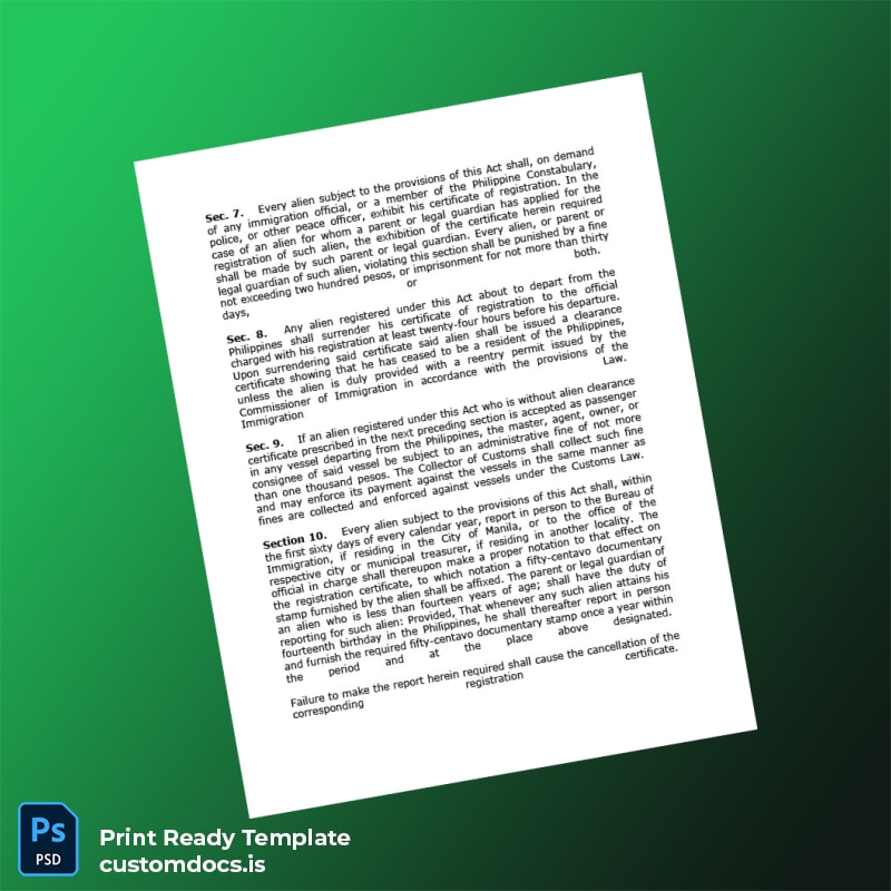 Custom Philippines Bureau of Immigration Business Registration Certificate Template in Word and PDF formats page 3 File Preview - CustomDocs