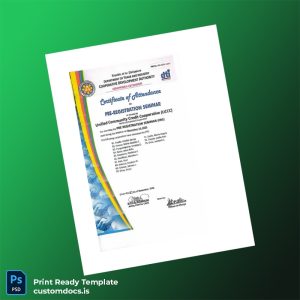 custom Philippines Cooperative Development Authority Pre Registration Certificate Template - Word & PDF File Preview - CustomDocs