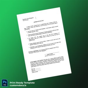 custom Philippines Department of Trade and Industry Affidavit of Loss Template - Word & PDF File Preview - CustomDocs