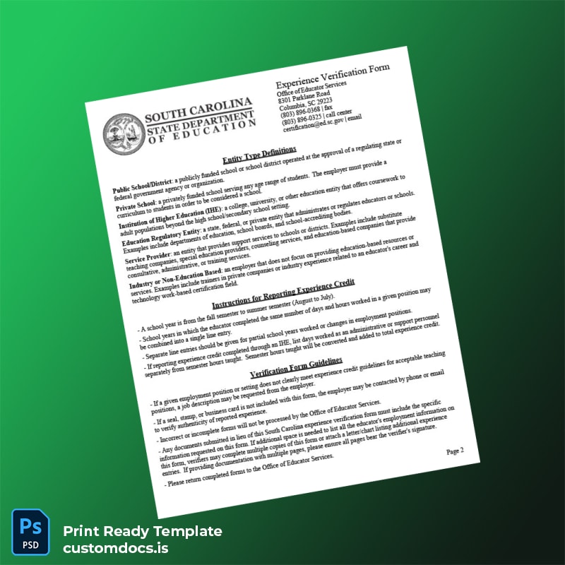 Custom Philippines Office of Educator Services Experience Verification Letter Template in Word and PDF formats page 2 File Preview - CustomDocs