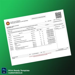 custom Philippines Polytechnic University of the Philippines Registration Certificate Template - Word & PDF File Preview - CustomDocs