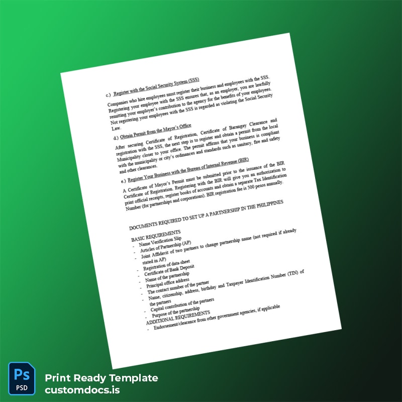 Custom Philippines SEC Business Registration Certificate Template in Word and PDF formats page 2 File Preview - CustomDocs