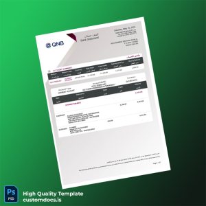 Qatar Qatar National Bank Account Statement Template in Word and PDF formats