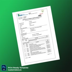 custom Rwanda Office of the Registrar General Registration Certificate Template - Word & PDF File Preview - CustomDocs