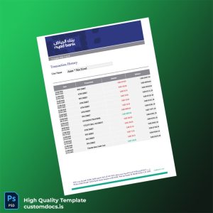 Saudi Arabia Bank Editable Transaction History Template in Word and PDF formats