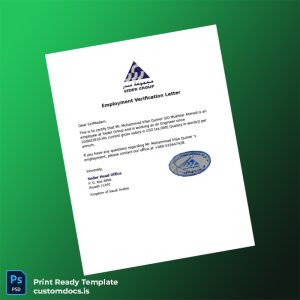 custom Saudi Arabia Seder Group Employment Verification Letter Template - Word & PDF File Preview - CustomDocs