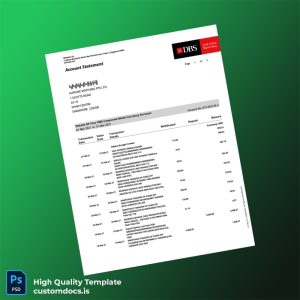 Singapore DBS Account Statement Template in Word and PDF formats