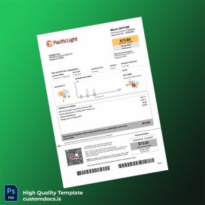 Singapore PacificLight Energy Pte Ltd Editable Electricity Bill Template in Word and PDF formats