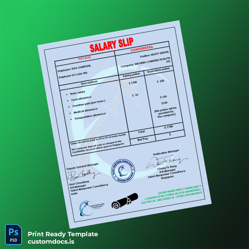 Custom Singapore Sin Herh Construction PTE Ltd Employment Verification Letter Template in Word and PDF formats page 3 File Preview - CustomDocs