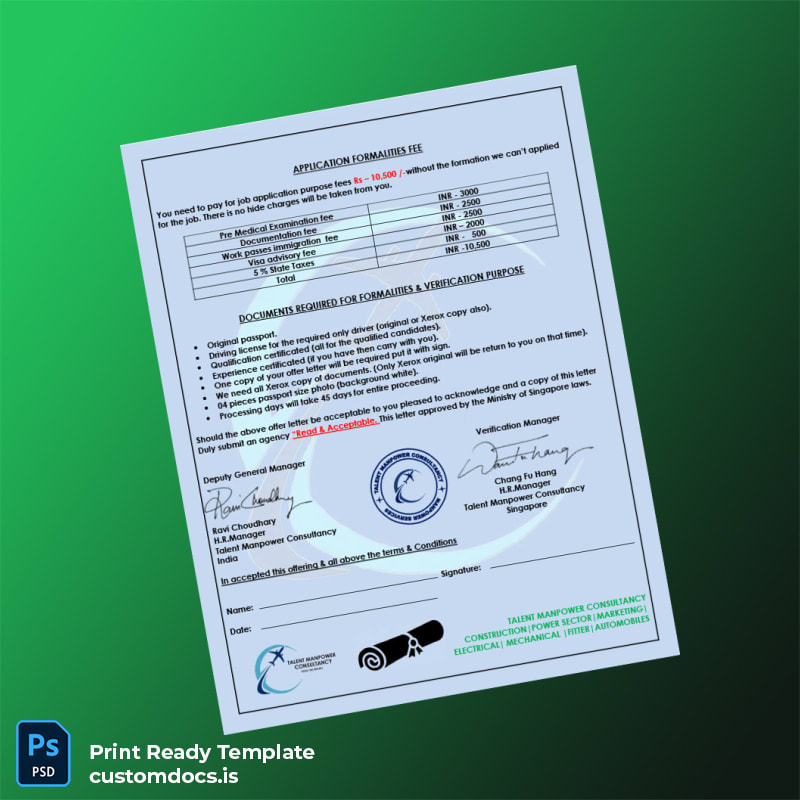 Custom Singapore Sin Herh Construction PTE Ltd Employment Verification Letter Template in Word and PDF formats page 4 File Preview - CustomDocs