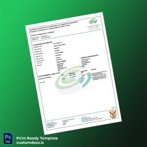 custom South Africa Commissioner of Companies Registration Certificate Template - Word & PDF File Preview - CustomDocs