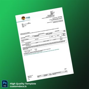 South Africa First National Bank Account Statement Template in Word and PDF formats