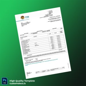 South Africa First National Bank Statement Template in Word and PDF formats