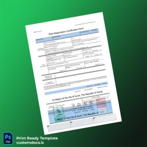 customizable South Korea Mayor of Gumi Plant Registration Certification Form Template - Word & PDF File Preview