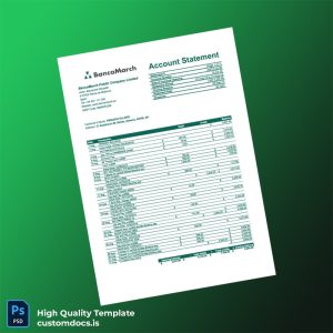 Spain Banc March Bank Account Statement Template in Word and PDF formats