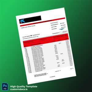 Spain CAIXABANK Company Bank Statement Template in Word and PDF formats