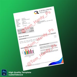 Spain Catalunya Telecom Editable Utility Bill Template in Word and PDF formats