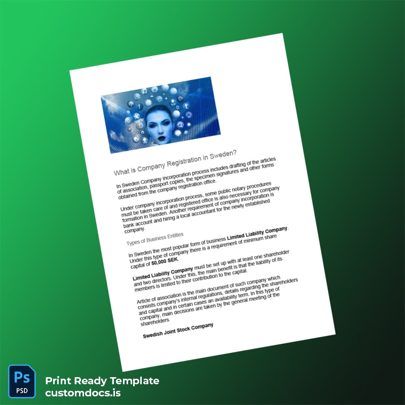 custom Sweden Companies Registration Certificate Template - Word & PDF File Preview - CustomDocs