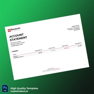 Switzerland Dukascopy Bank Statement Template in Word and PDF formats