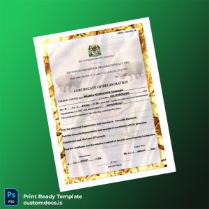 custom Tanzania Registrar Certificate of Registration Template - Word & PDF File Preview - CustomDocs