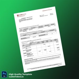 Thailand CIMB Bank Statement Template in Word and PDF formats