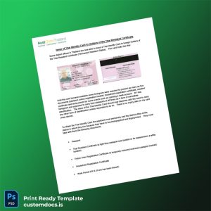 custom Thailand Ministry of Interior Resident Certificate Template - Word & PDF File Preview - CustomDocs