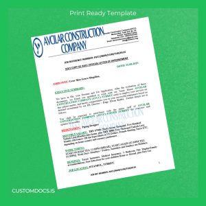 custom Turkey Avcilar Construction Company Employment Verification Letter Template - Word & PDF File Preview - CustomDocs