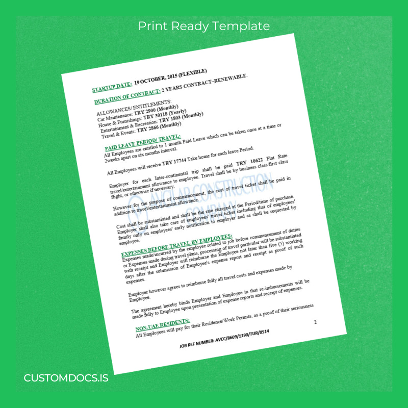 Custom Turkey Avcilar Construction Company Employment Verification Letter Template in Word and PDF formats page 2 File Preview - CustomDocs