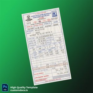 Turkey Unknown Editable Utility Bill Template in Word and PDF formats