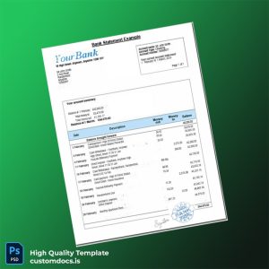 UK Bank Statement Template in Word and PDF formats
