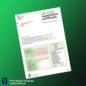 custom UK DVLA Trailer Registration Certificate Template - Word & PDF File Preview - CustomDocs