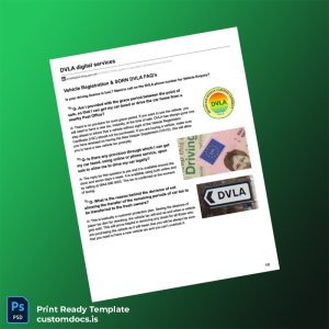custom UK DVLA Vehicle Registration FAQs Document Template - Word & PDF File Preview - CustomDocs