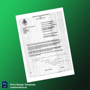customizable UK HM Revenue Customs VAT Registration Certificate Template - Word & PDF File Preview